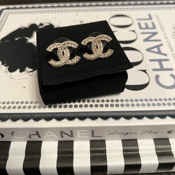 CHANEL Jewelry - Authentic CHANEL Gold CC Stud Earrings